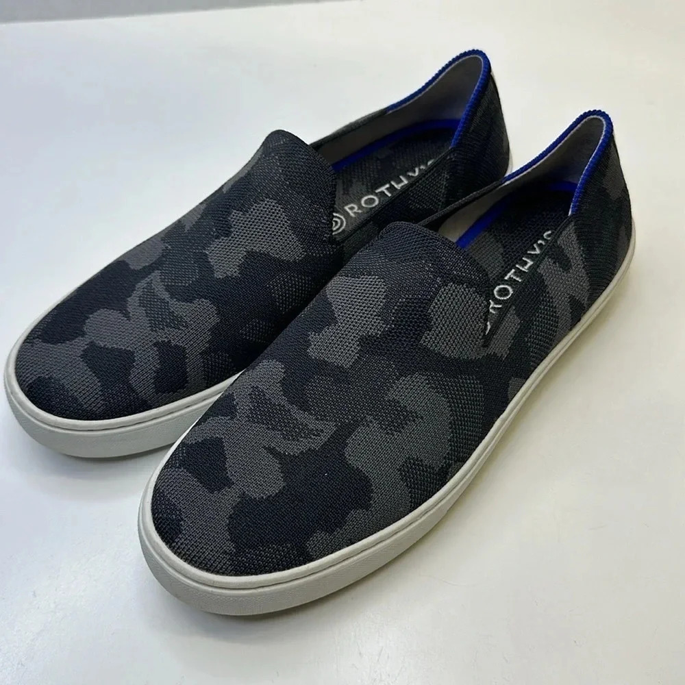 Rothys Sneakers Slip On Shoes Washable Camouflage Camo Gray Black Women's 9.5 - Picture 6 of 11